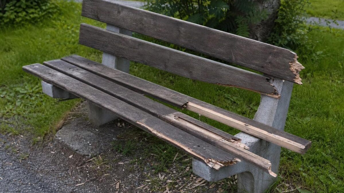 Pressebild: Beschädigte Sitzbank